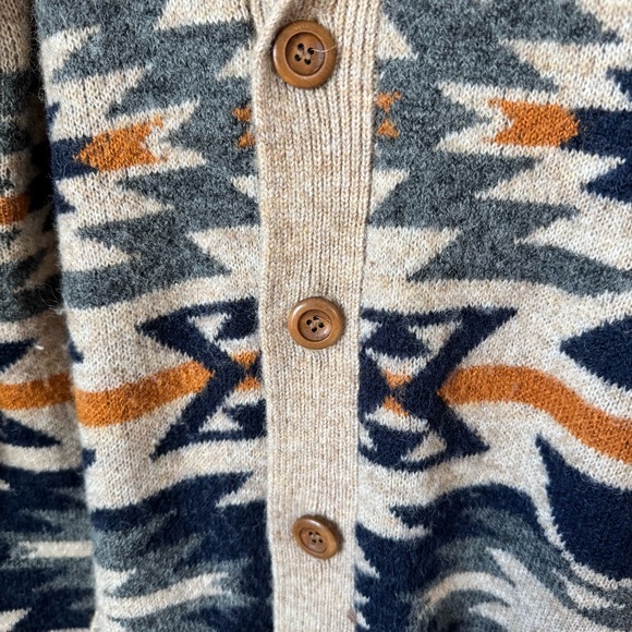Ethan Pierce Brown Aztec Print Cardigan Size Large Wool Blend Grandpa Sweater - Picture 4 of 11